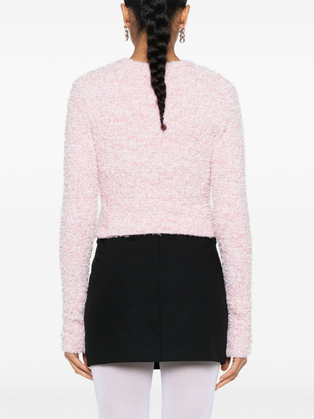 Balenciaga Cropped Tweed Bouclé Jacket Pink