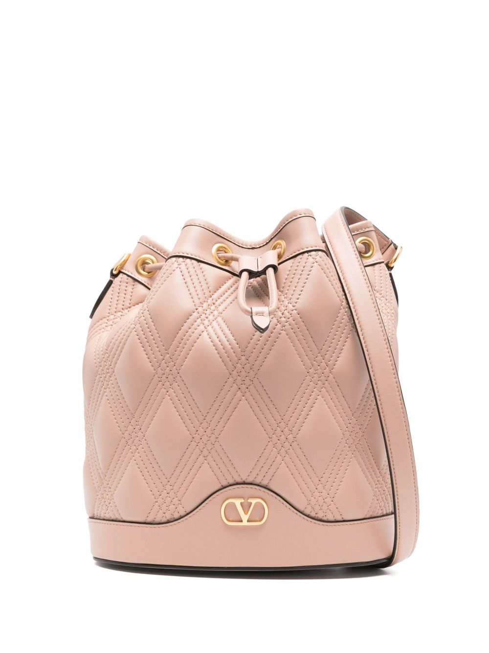 Valentino Garavani Quilted Leather Bucket Bag Flamingo Pink