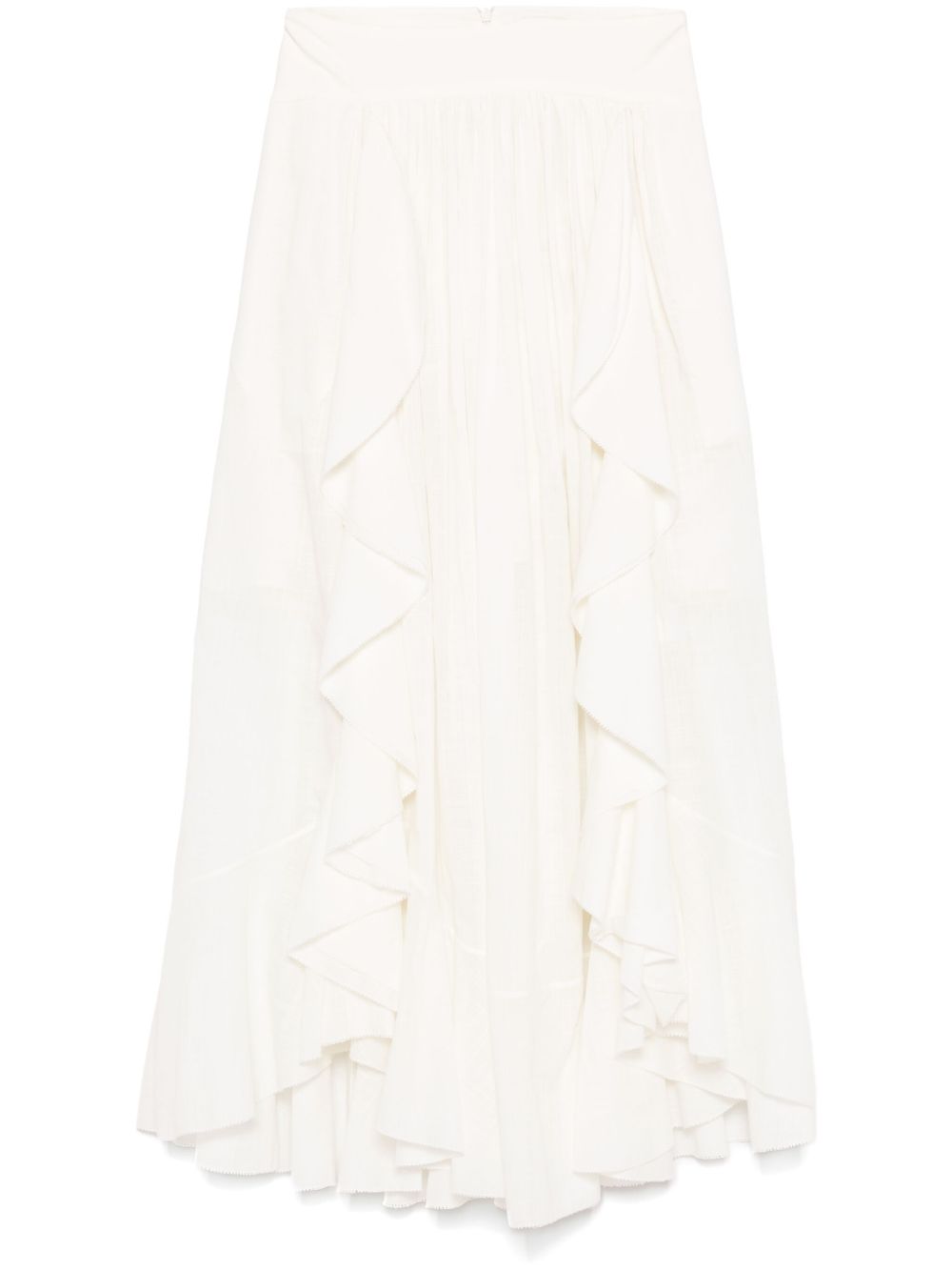 Zimmermann Ruffled cotton maxi skirt in white