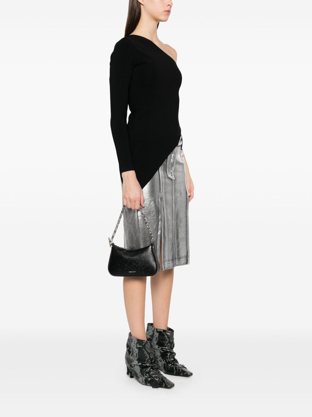 Alexander McQueen T-Bar Leather Mini Clutch Bag Black