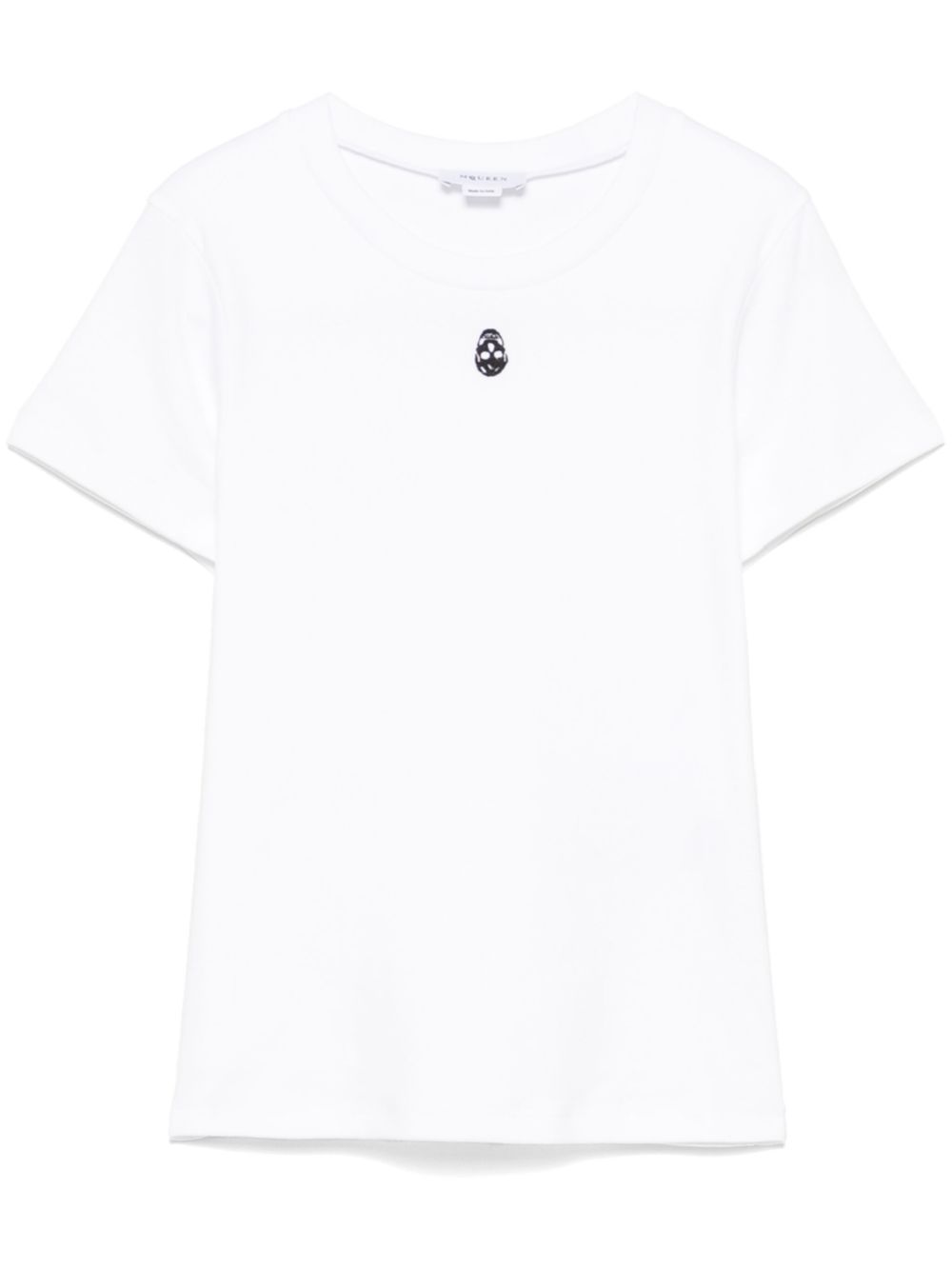Alexander Mcqueen Cut & Sew Skull-Embroidered Cotton T-Shirt White