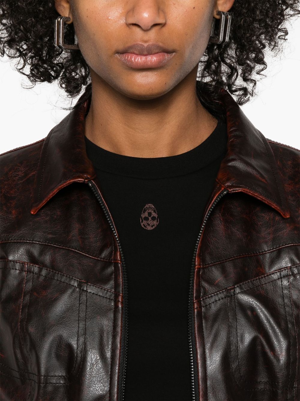 Alexander McQueen Cut & Sew Skull-Embroidered Cotton T-shirt Black