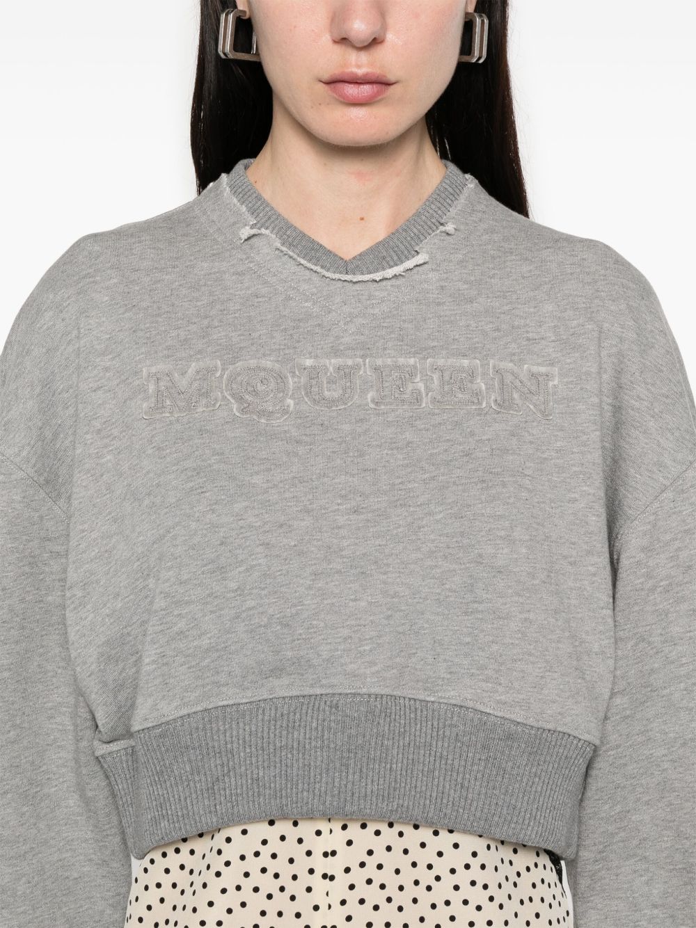 Alexander McQueen Cropped Sweatshirt Grey
