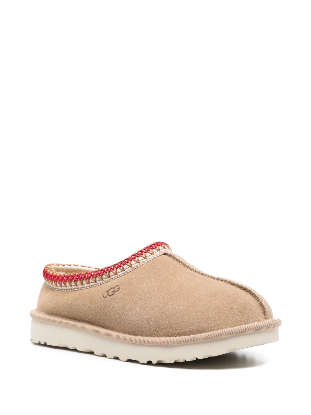Ugg Australia Tasman Shearling-Trimmed Suede Sandals Beige