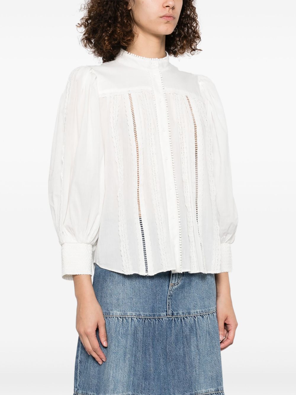 Alice + Olivia Cora Button Blouse White