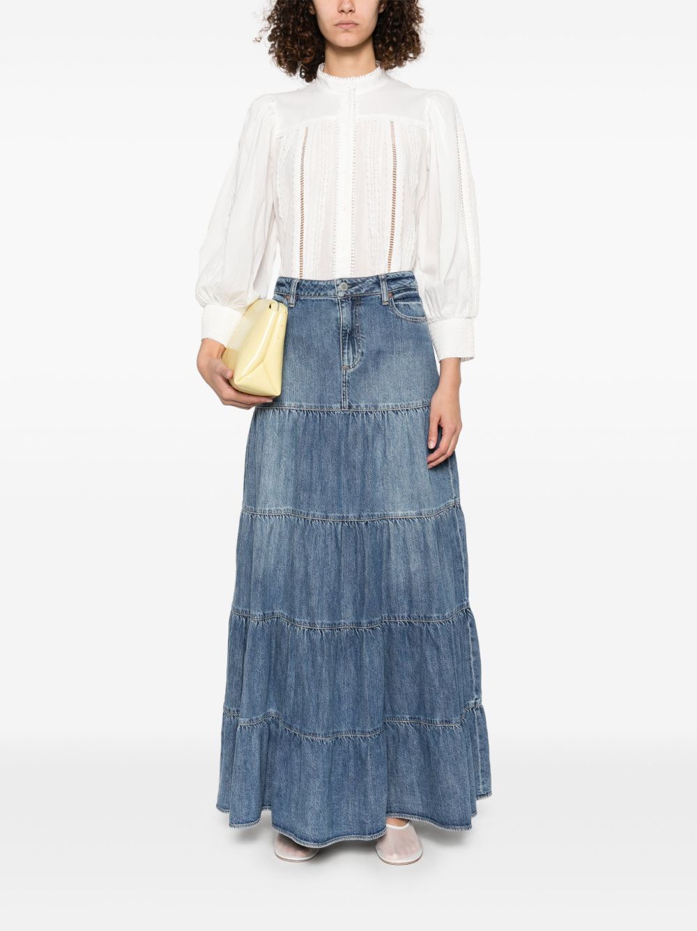 Alice + Olivia Cora Button Blouse White