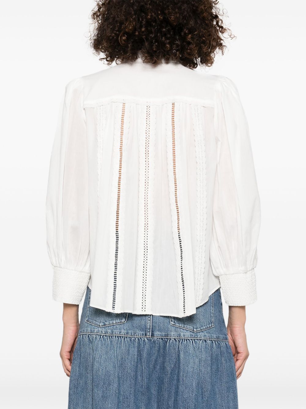 Alice + Olivia Cora Button Blouse White