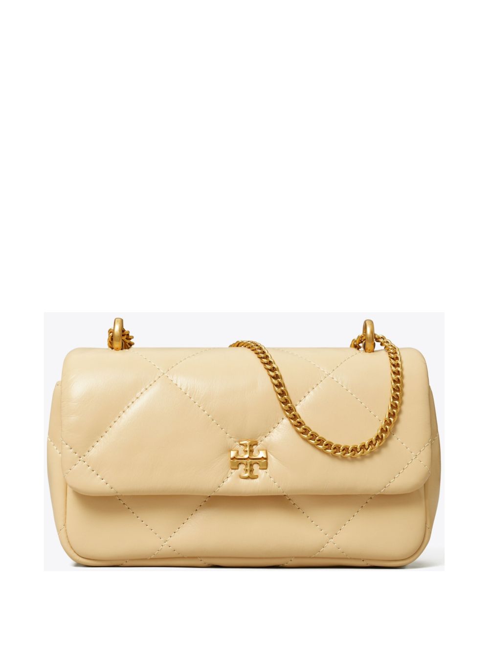 Tory Burch Kira Mini Diamond-Quilted Leather Shoulder Bag Beige