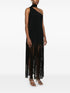 Taller Marmo Pre Asymmetric Fringed Cady Maxi Dress Black black