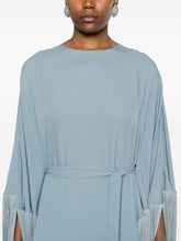 Taller Marmo Pre Clear Blue Fringed Crepe Long Kaftan Dress Clear Blue