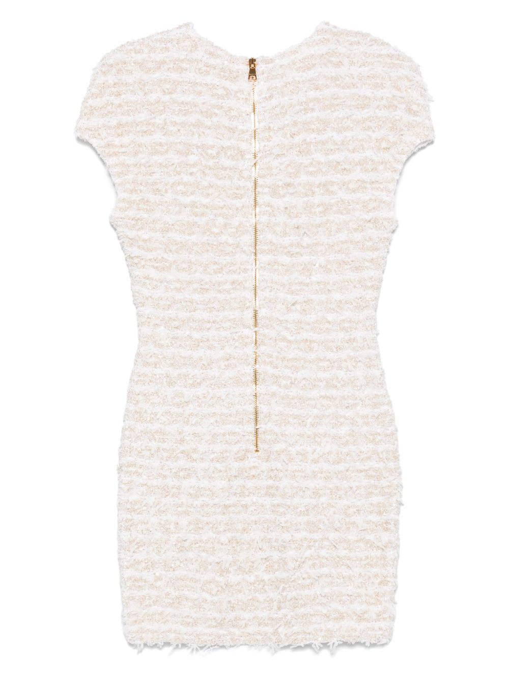 Balmain Short Tweed Mini Dress in White