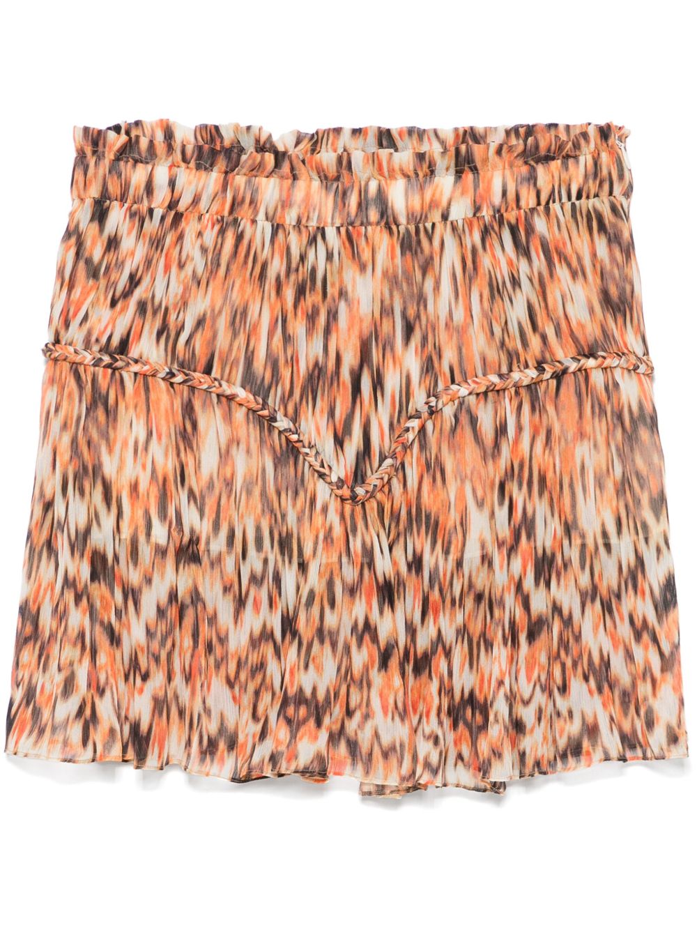 Isabel Marant Abstract Print Georgette Crepe Paperbag Mini Skirt Orange