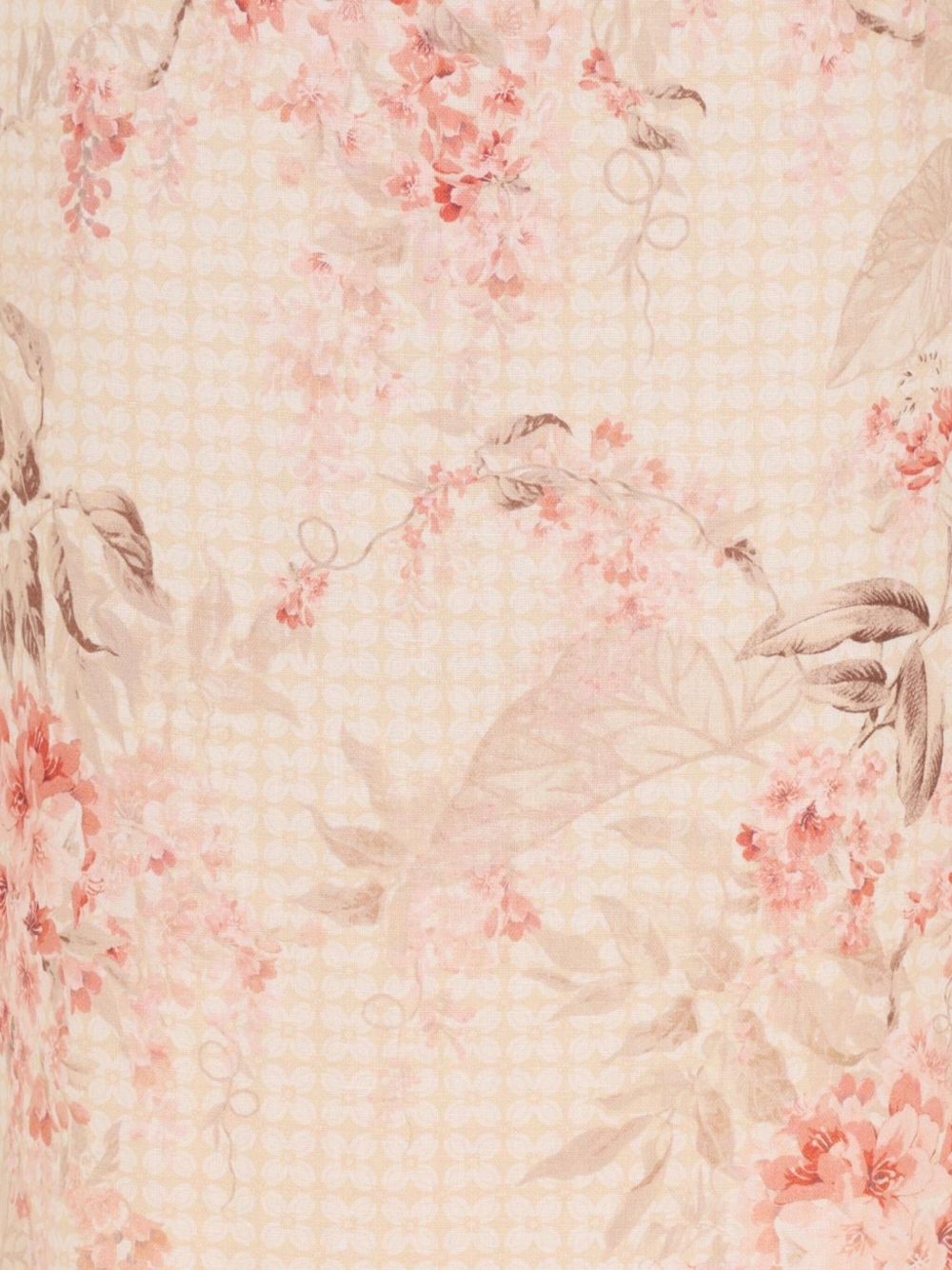 Zimmermann Illuminate Linen Graphic Pencil Midi Skirt Coral Pink White