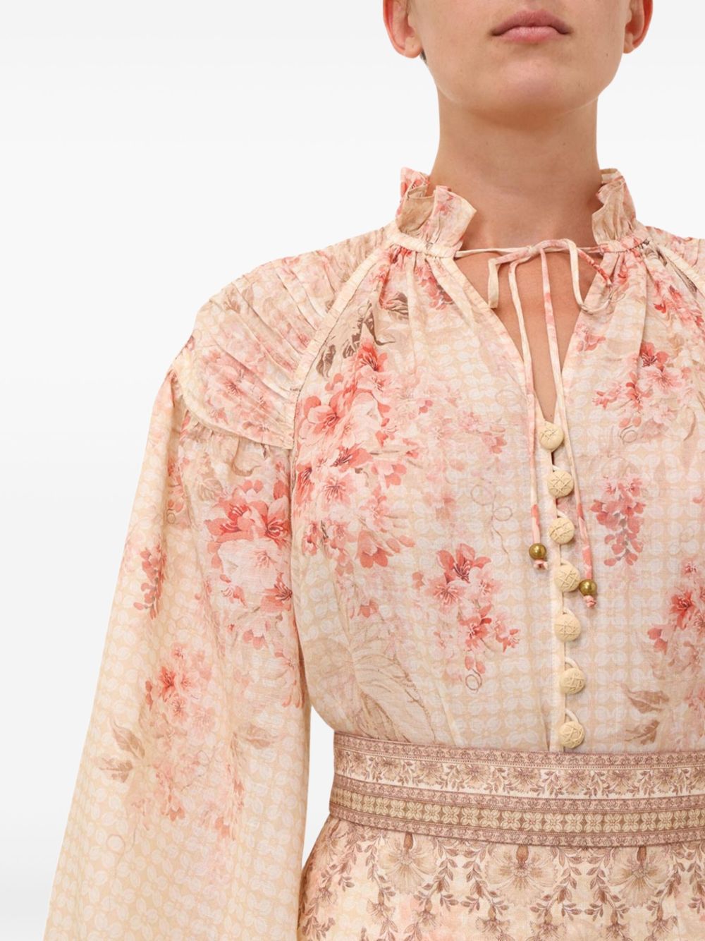 Zimmermann Floral Print Illuminate Blouse Beige