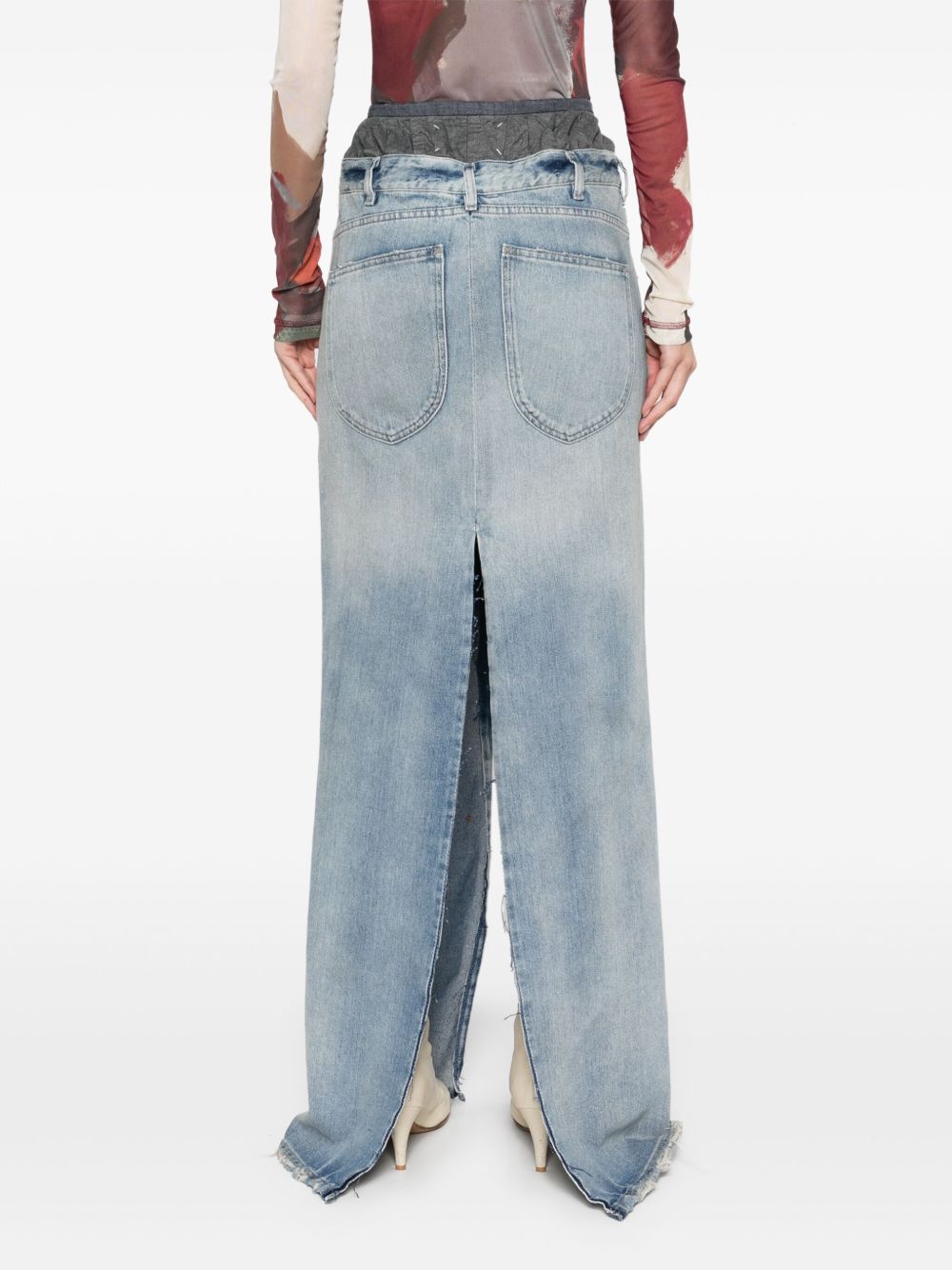 Maison Margiela Maxi Denim Cotton Skirt Blue