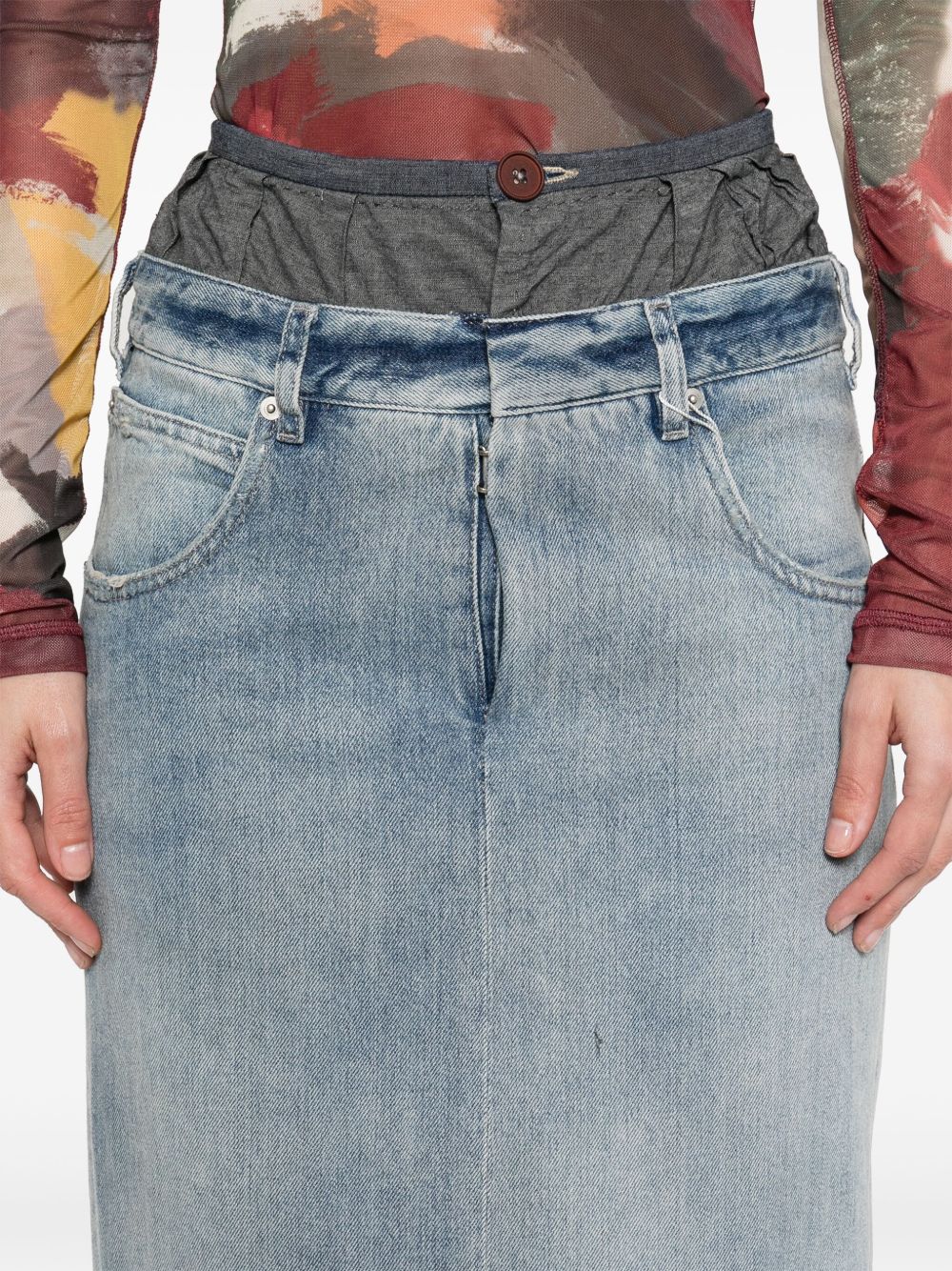 Maison Margiela Maxi Denim Cotton Skirt Blue