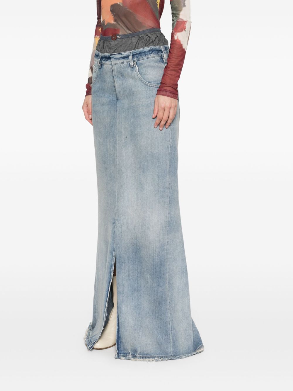 Maison Margiela Maxi Denim Cotton Skirt Blue
