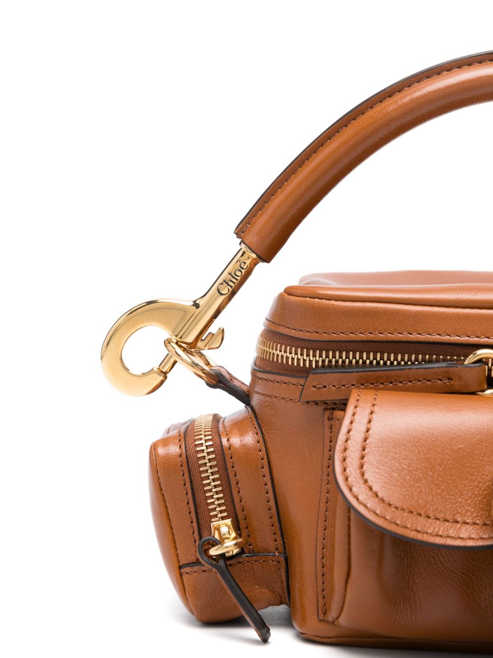 Chloé Small Leather Camera Tote Bag Brown