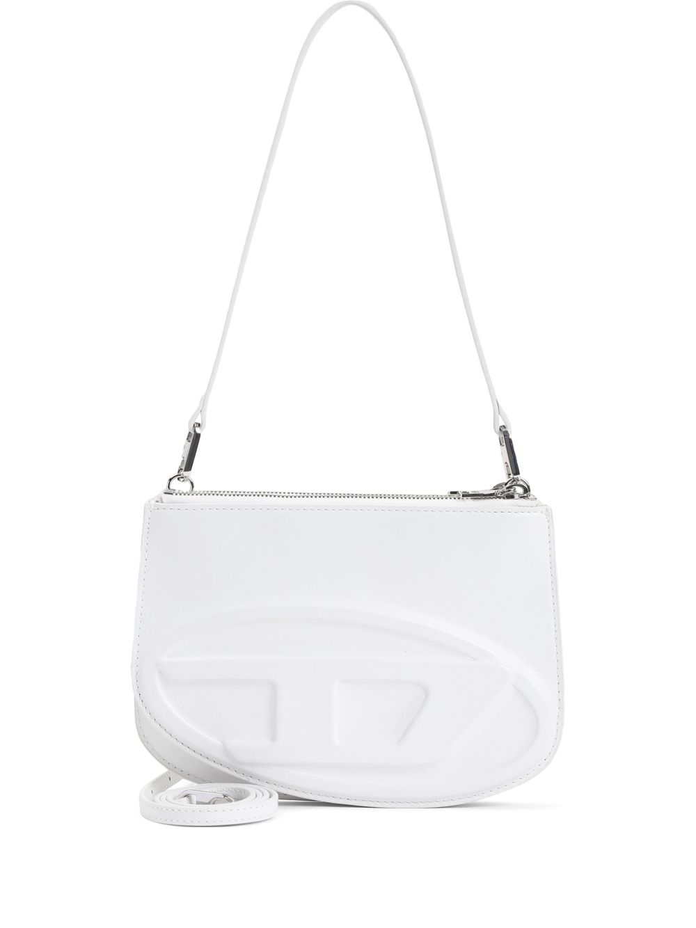 Diesel 1DR Twin Double-Pouch Calf Leather Shoulder Bag White