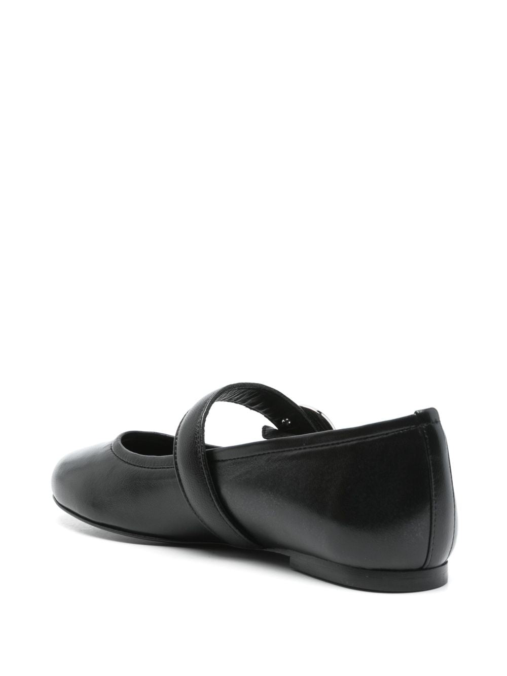 Coperni Flat Leather Ballet Flats with Logo Buckle Black