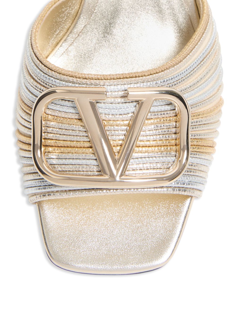 Valentino Garavani VLogo Signature Metallic Silver Slide Sandals 60mm Silver