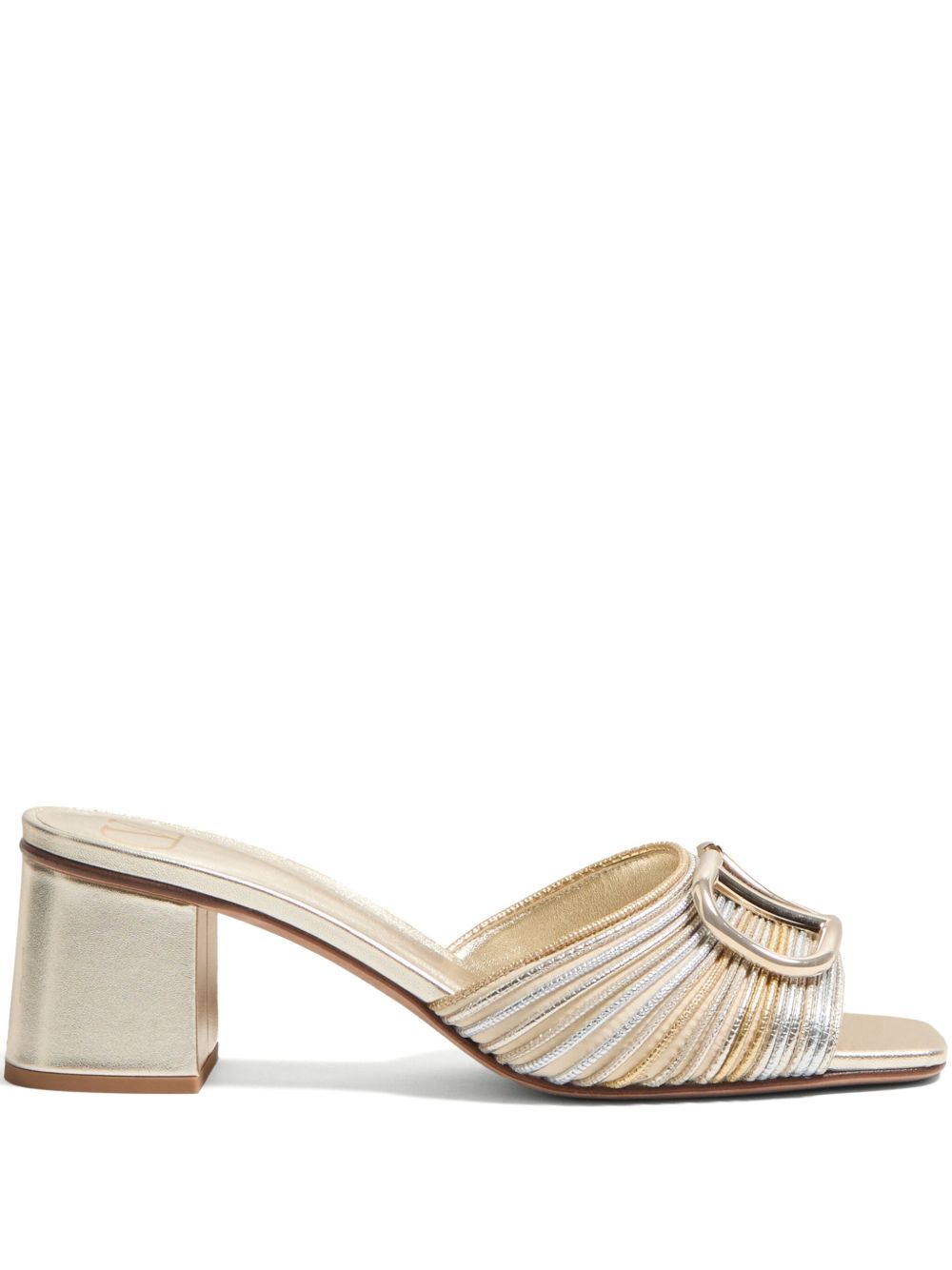 Valentino Garavani VLogo Signature Metallic Silver Slide Sandals 60mm Silver