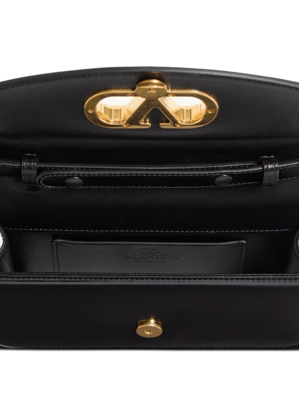 Valentino Garavani VLogo Signature Vain Small Leather Shoulder Bag Black