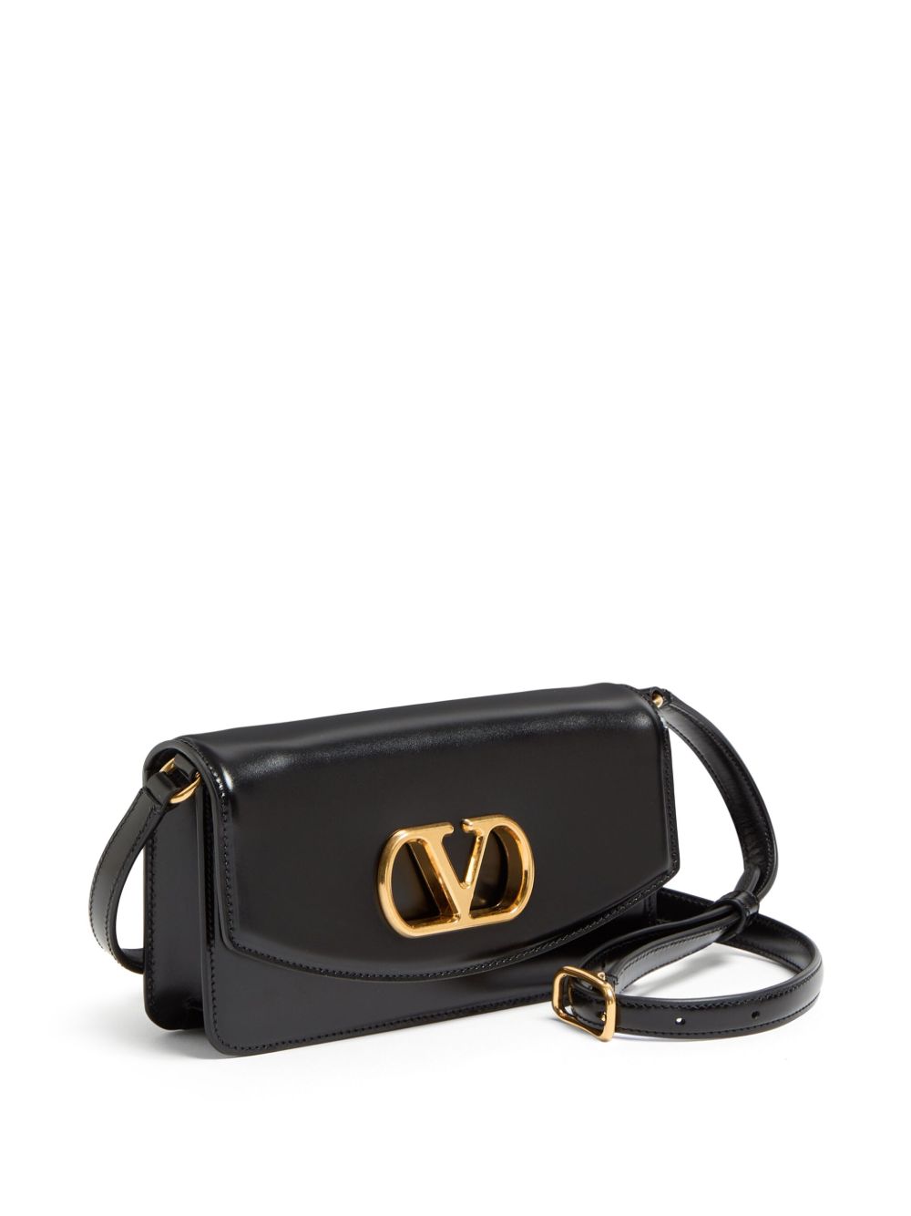 Valentino Garavani VLogo Signature Vain Small Leather Shoulder Bag Black