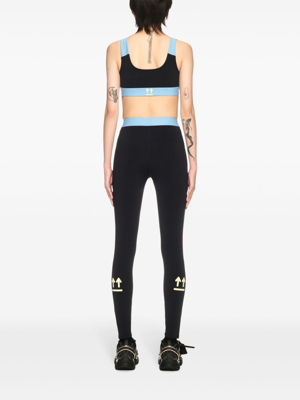 Off White Logo Colour-Block Scoop-Neck Bra Black
