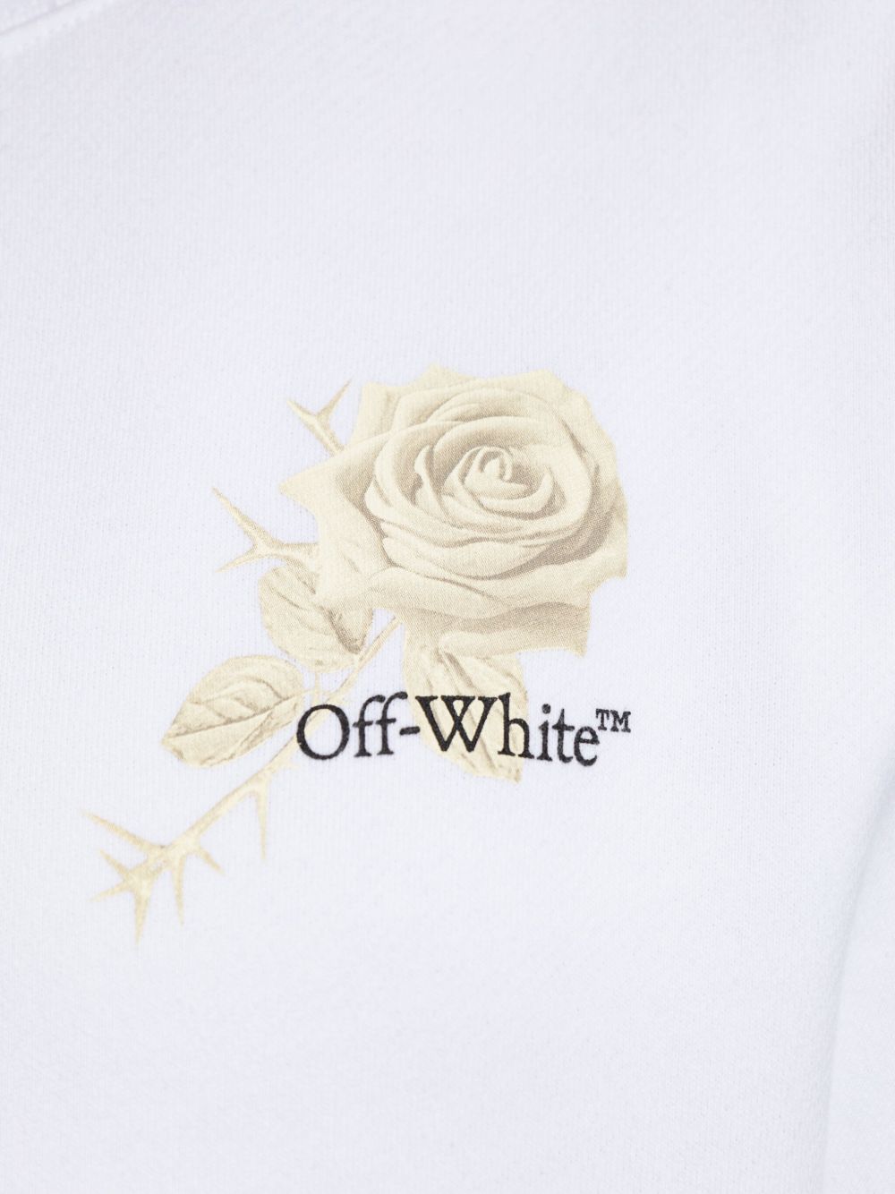 Off White Graphic Print Cropped Sweatshirt White
