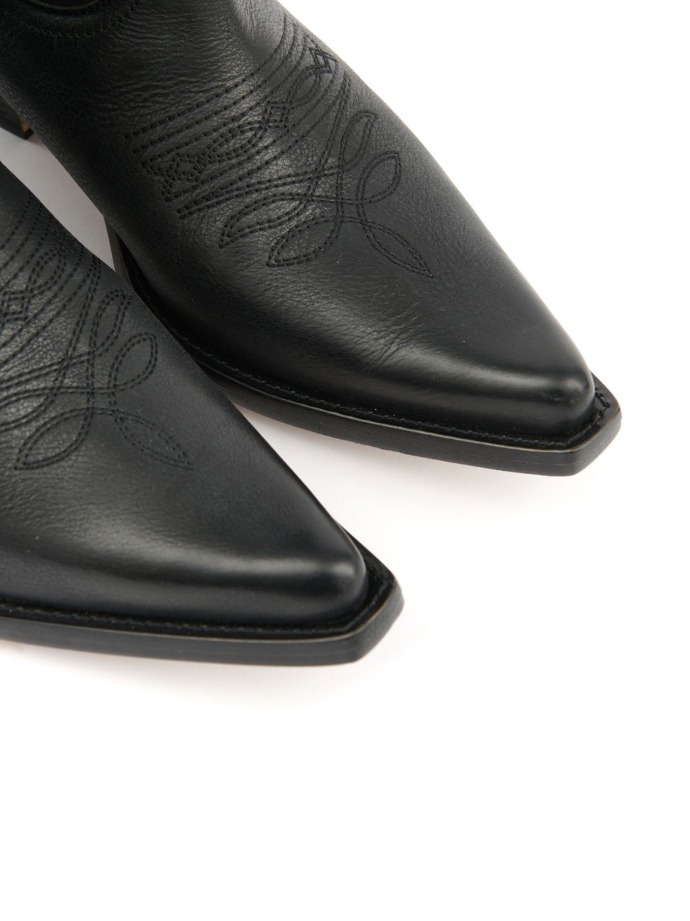 MM6 Maison Margiela Pointed-Toe Florence Leather Boots Black