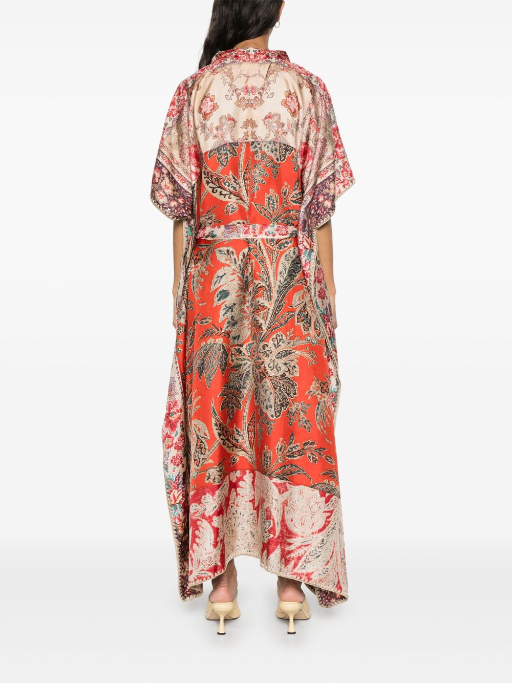 Pierre Louis Mascia Printed Silk Kaftan Red