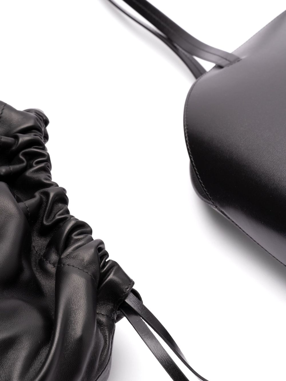 Jil Sander Leather Curve Medium Tote Bag Black