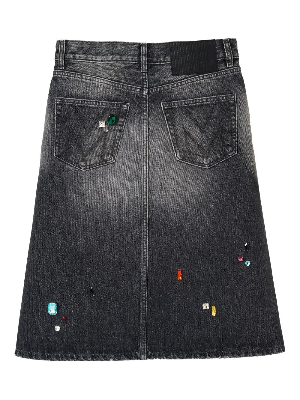 Marc Jacobs Embellished Denim Midi Skirt Dark Grey