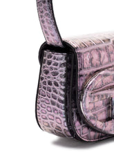 Diesel 1DR Grey Croc-Embossed Foldover Tote Bag Grey