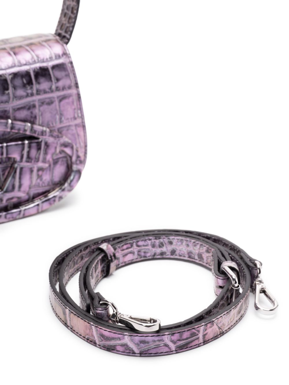 Diesel 1DR Grey Croc-Embossed Foldover Tote Bag Grey