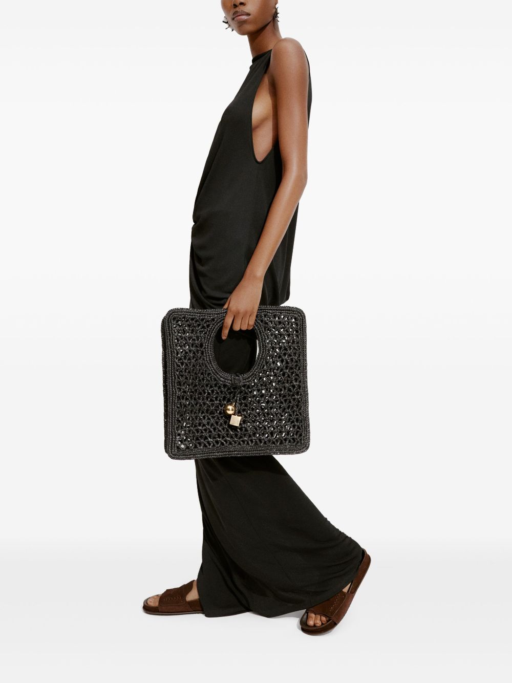 JACQUEMUS The Small Square Spiaggia Handbag Black
