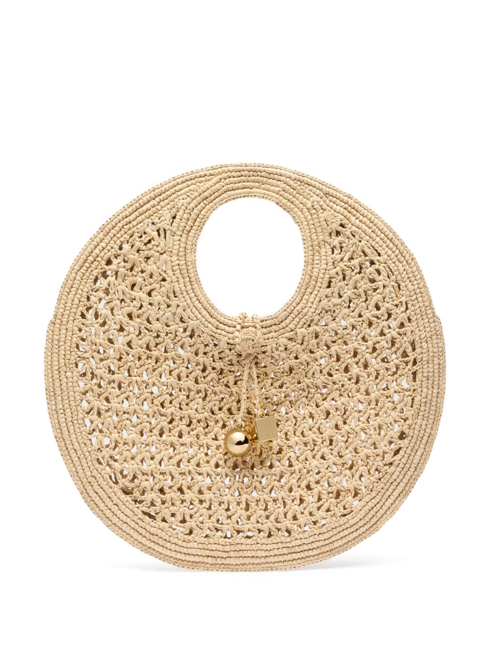 JACQUEMUS The Small Round Spiaggia Rafia Handbag Beige