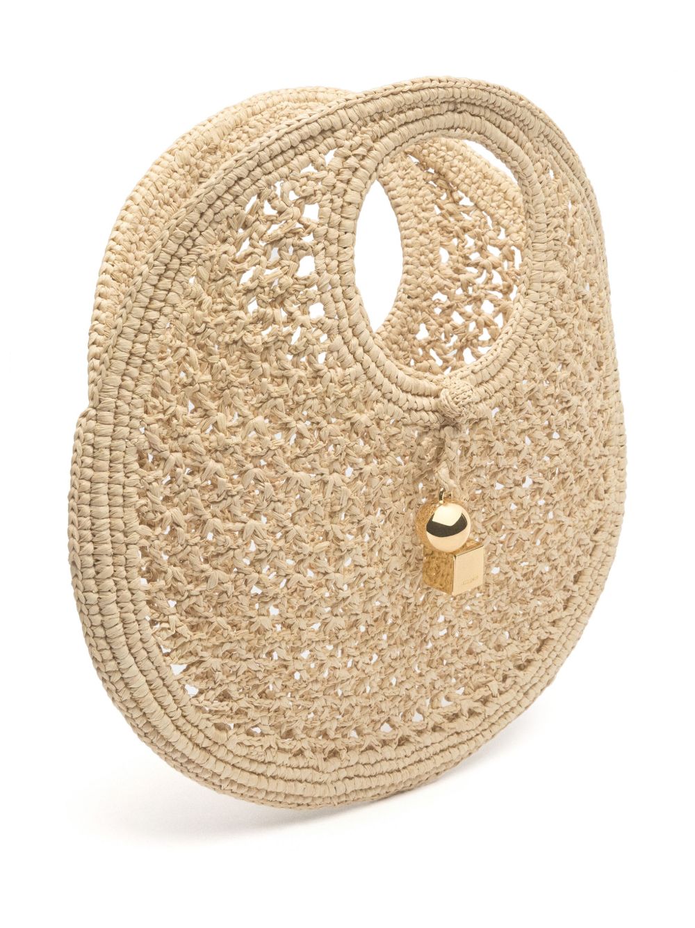 JACQUEMUS The Small Round Spiaggia Rafia Handbag Beige