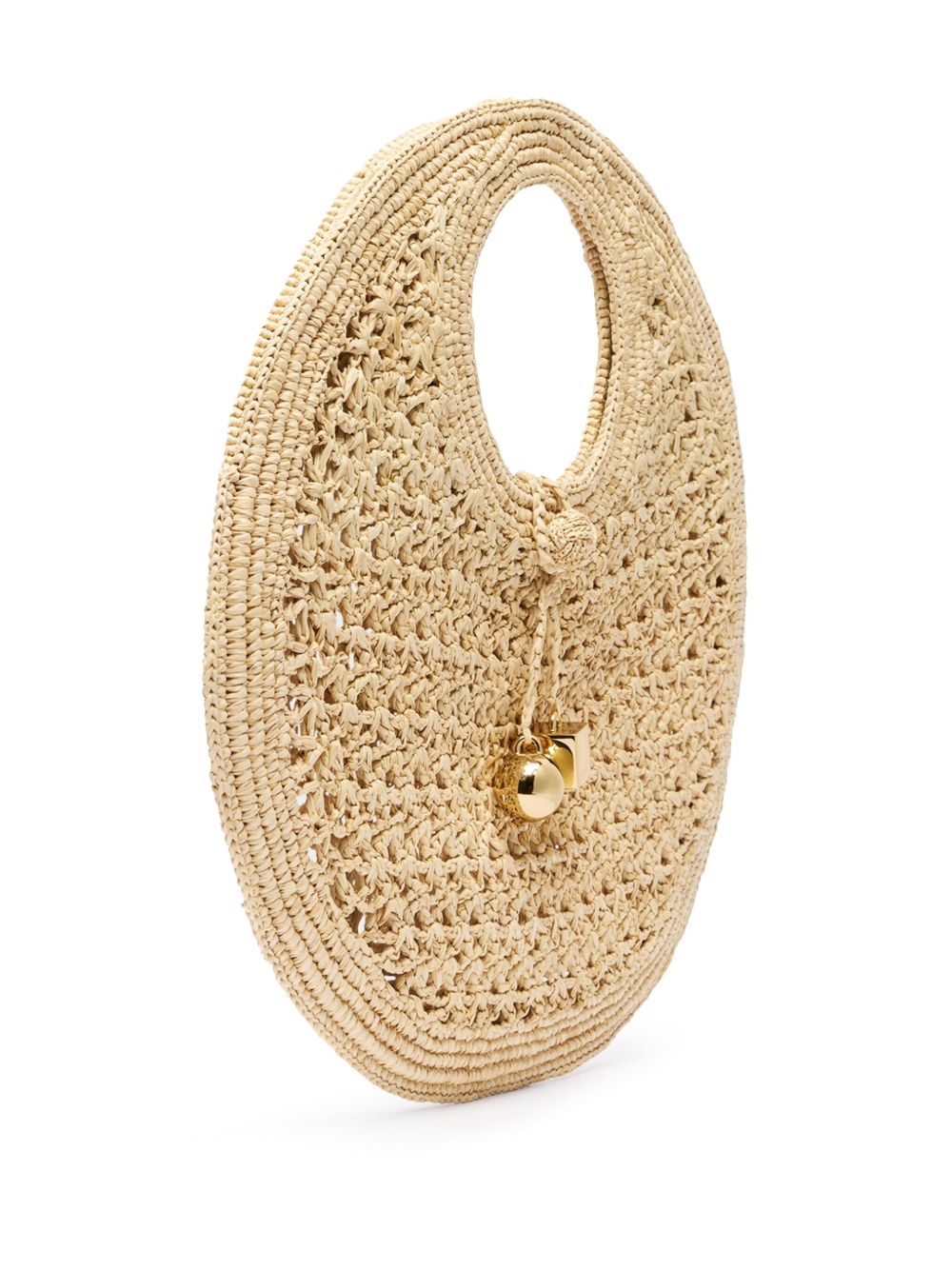 JACQUEMUS The Small Round Spiaggia Rafia Handbag Beige