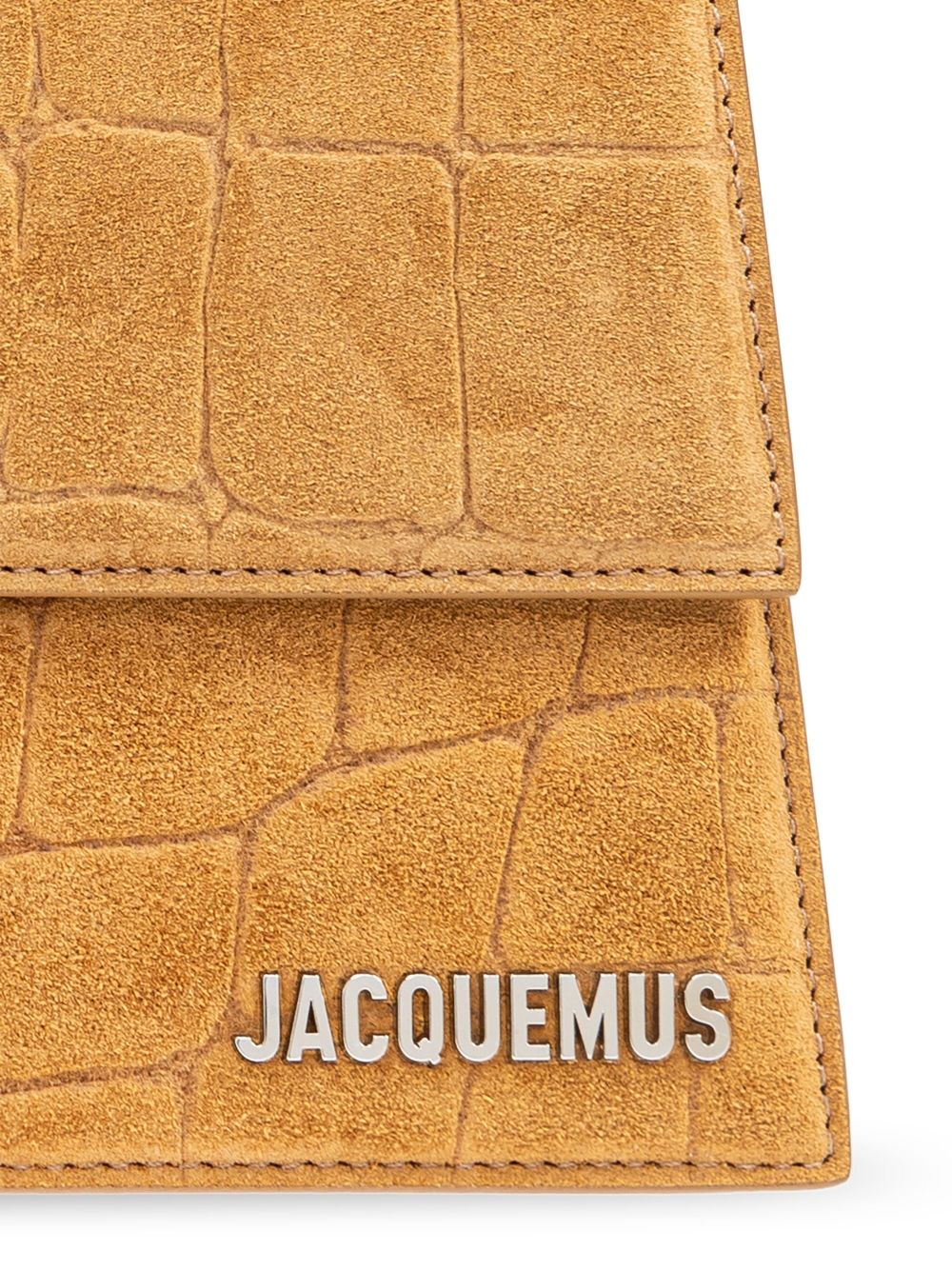 JACQUEMUS Bambino Croc-Effect Foldover Shoulder Bag Camel