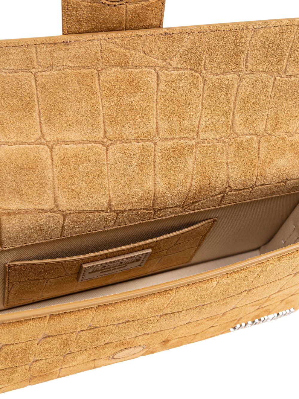 JACQUEMUS Bambino Croc-Effect Foldover Shoulder Bag Camel