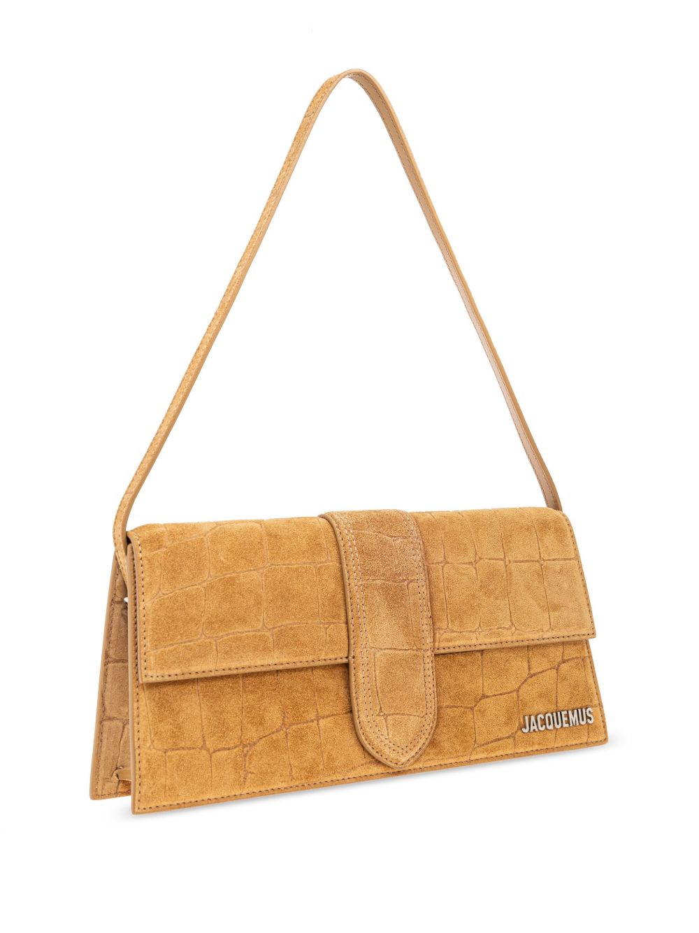 JACQUEMUS Bambino Croc-Effect Foldover Shoulder Bag Camel