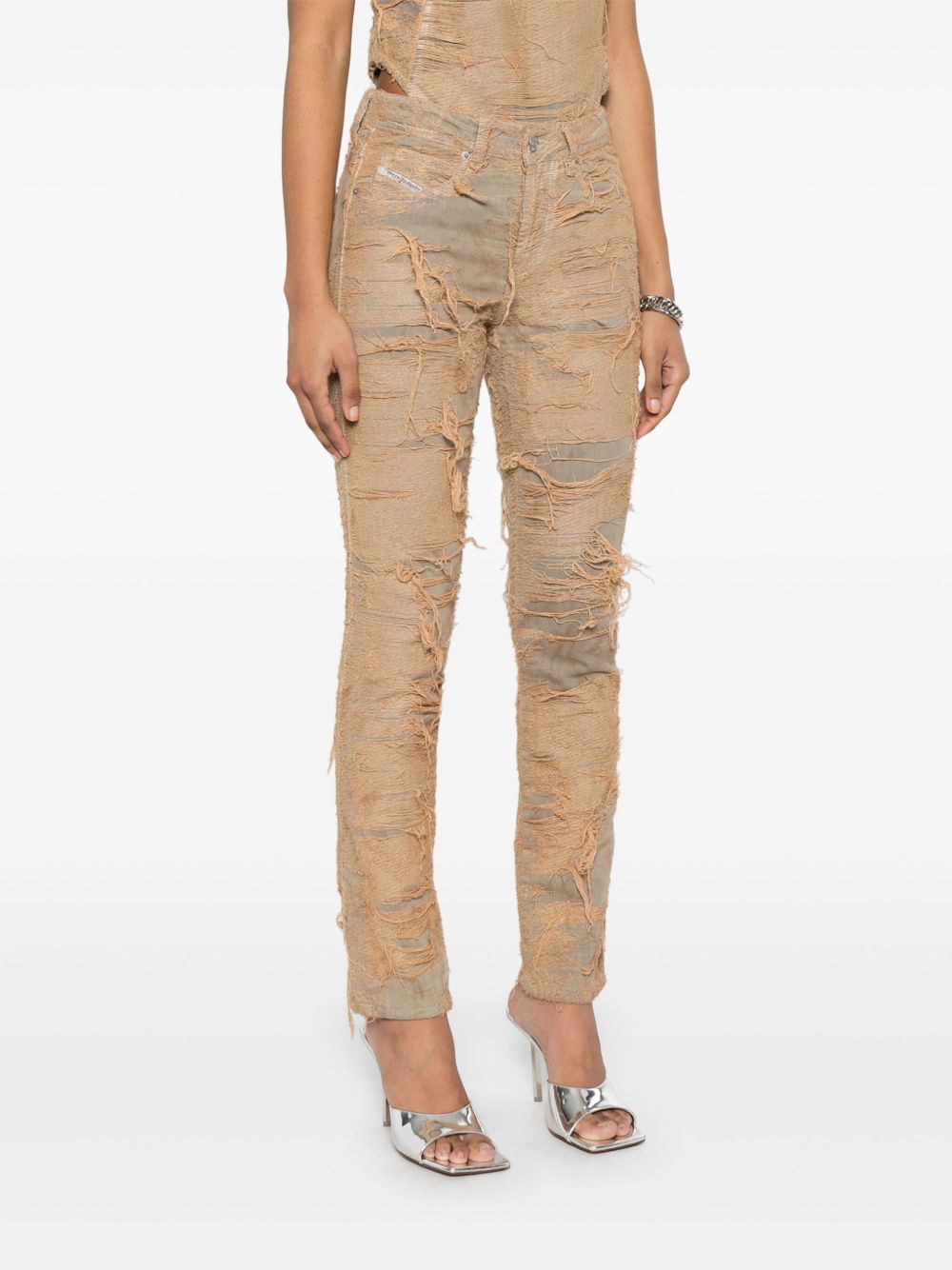 Diesel 1992-D Slim Distressed Skinny Jeans Beige