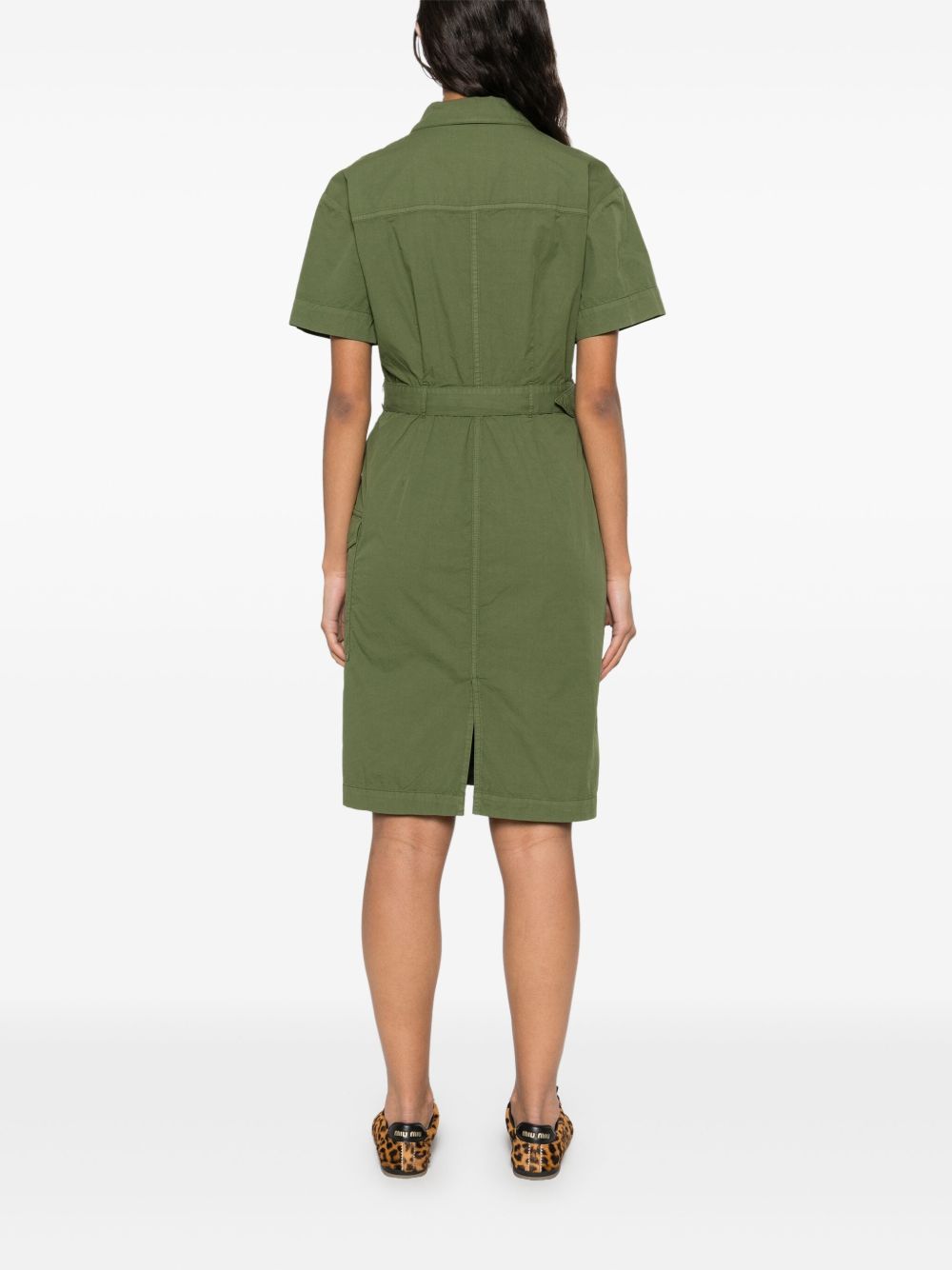 Woolrich Belted Midi Dress Green