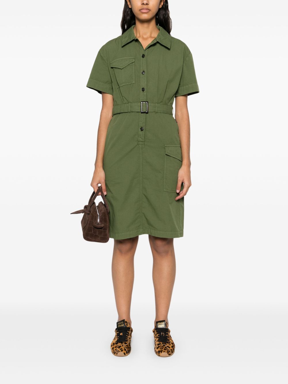 Woolrich Belted Midi Dress Green