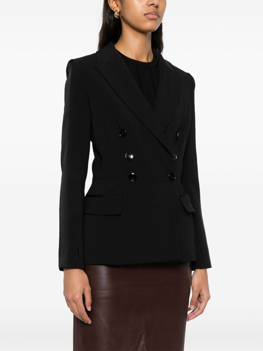 Elisabetta Franchi Double-Breasted Tailored Blazer Black