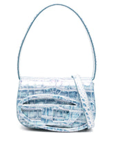 Diesel 1DR Foldover Leather Shoulder Bag Clear Blue