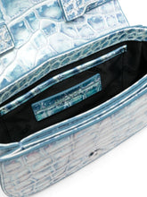 Diesel 1DR Foldover Leather Shoulder Bag Clear Blue