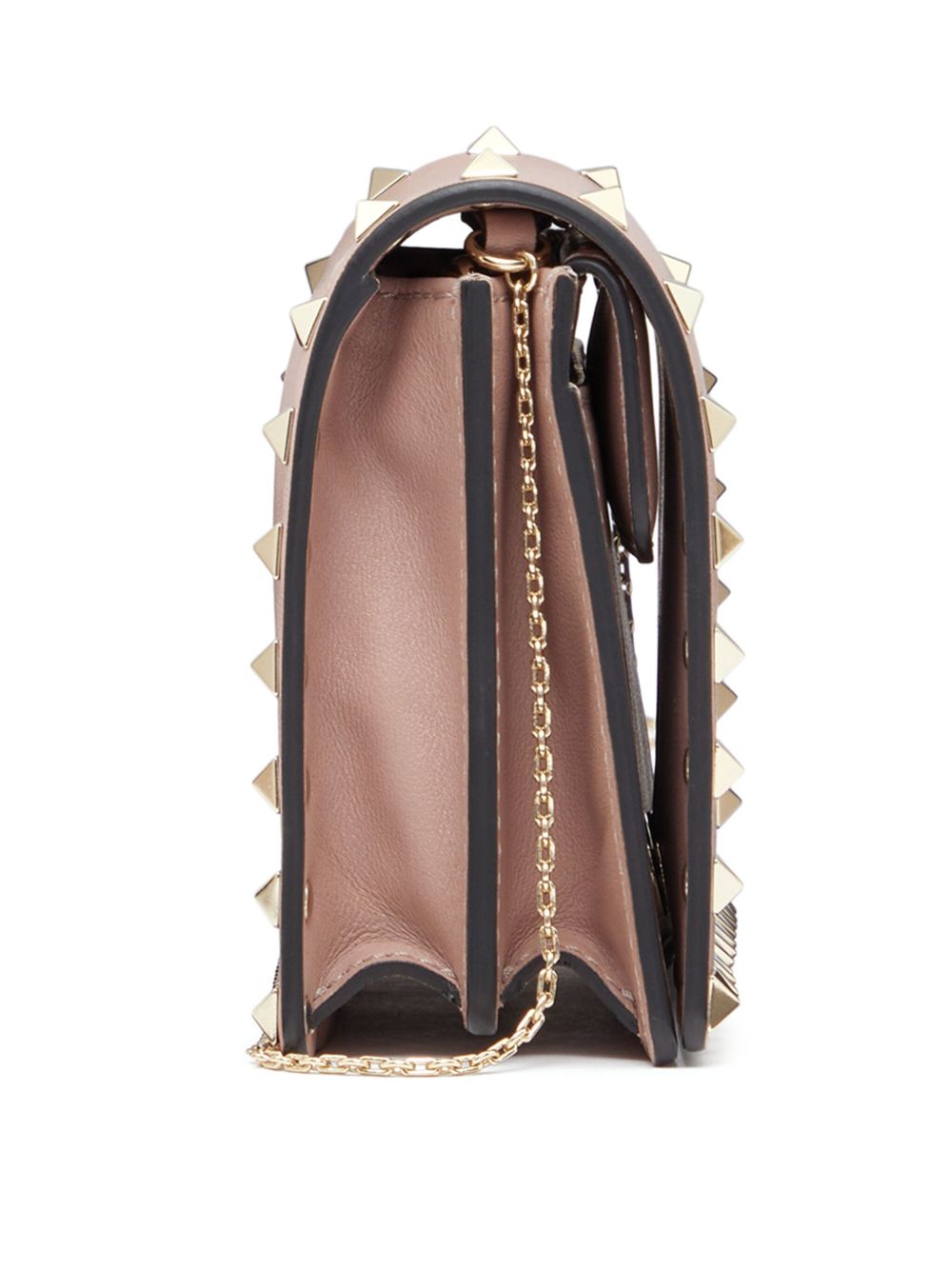 Valentino Garavani Rockstud Mini Calf Leather Clutch Bag Powder Pink